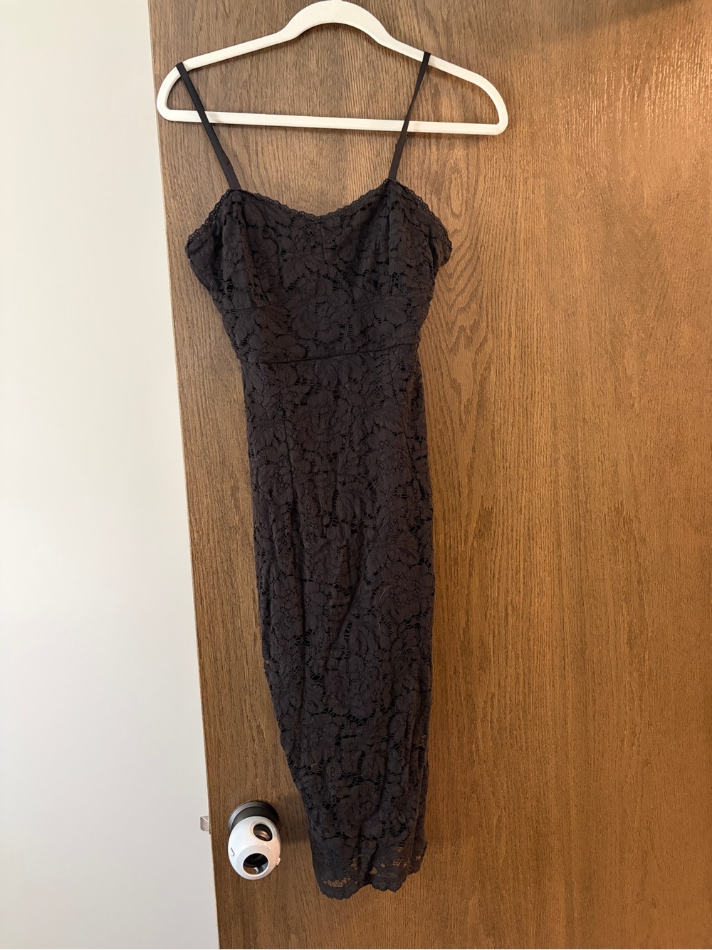 Ami Black Lace Midi Slip Dress